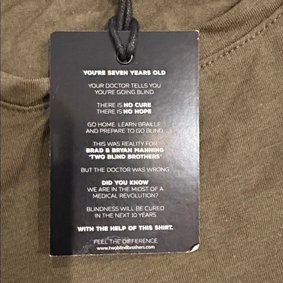 NEW! Two Blind Brothers Olive Short Sleeve Tee - Size Large - Picture 3 of 7